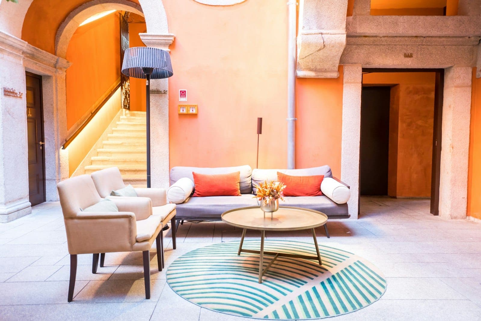 Designed common area in a hostel